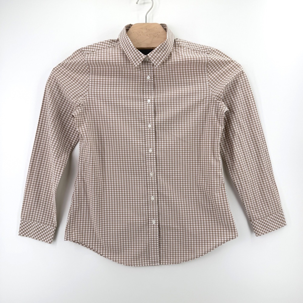 Pendleton Gingham Button Down Shirt Size M 100% Cotton Brown White Classic Prep